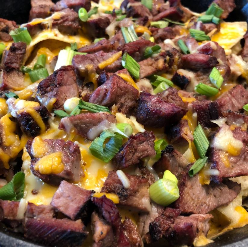 Smoked Cast Iron Nachos on Lifesmart Pellet Grill