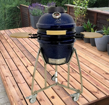 Kamado Grill with Stainless Steel Cart with Free Grilling A